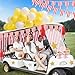 Suncalla 85 Pcs Halloween Carnival Golf Cart Decorations Red and White Stripes Backdrop Tassels Banner Flags Ballons Popcorn Boxes Glitter Star Cutouts for Golf Cart Party Supplies Decor
