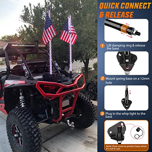 Nilight 2Pcs 3Ft Spiral Rgb Led Whip Light W/Rgb Chasing/Dancing Light Rf Remote Control Lighted Antenna Whips For Can-Am Atv Utv Rzr Polaris Dune Buggy 4 Wheeler Offroad Jeep Truck, 2 Year Warranty #TOP5