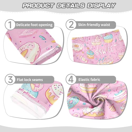 Wusikd Sweets Donut Girls' Leggings Toddler Doodles Kids Yoga Pants Dance Active Tights 4T3