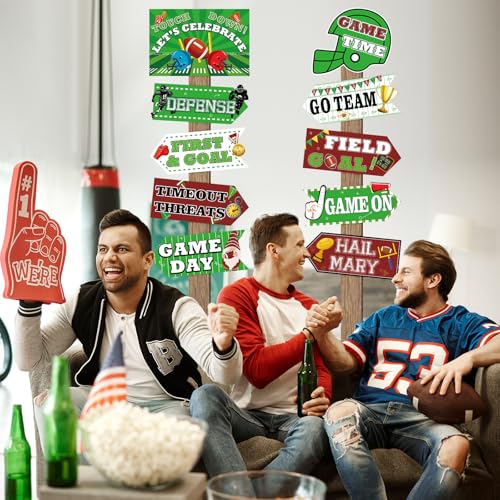 Image of Hooqict 20 Pieces Football Party Sign Football Tailgate Decorations Football Team Party Sign Favors for Football Concession Stand Party Supplies Game Day Bar Decor
