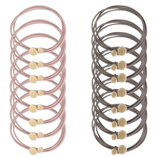UDeBe Fashion Hair Ties with Metal Circle Beads, Thin Hair Elastics Tie Korean, Colorful 16 Counts.