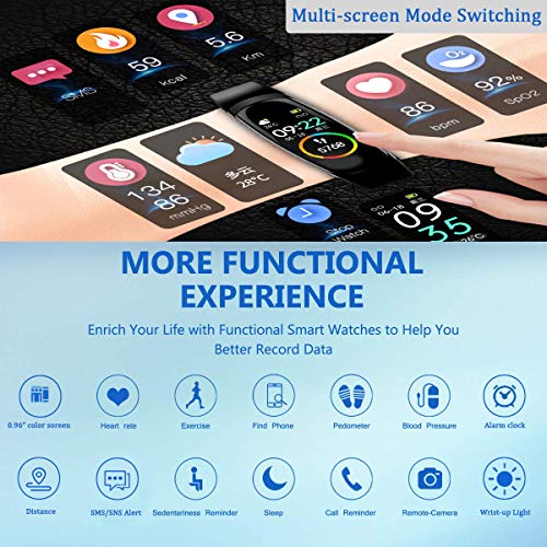 Juya Fitness Tracker with Heart Rate Monitor, Activity Tracker Watch, Waterproof Smart Fitness Band with Step Counter, Calorie Counter, Pedometer Watch (02)