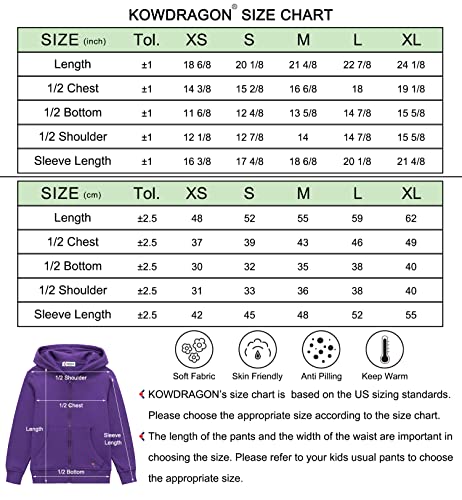 Kowdragon Kids Zip Up Hoodie Soft Brushed Fleece Sweatshirt Hooded Jacket With Pockets For Boys And Girls 3-12 Years (Purple, M) #TOP5