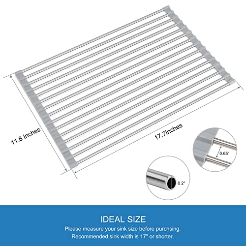 Jernoy Roll Up Dish Drying Rack, Multipurpose Over The Sink Roll-Up Drying Rack, Stainless Steel Foldable Dish Drying Rack For Kitchen Counter Space Saving #TOP1