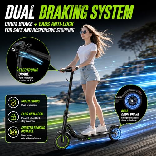 Image of Electric Scooter for Adults and Teens, 19 MPH, Up to 15 Miles Long Range, 350W Motor, Cruise Control, Dual Braking System, Foldable E Scooter for Commuting & Campus,UL 2272 Certified