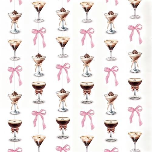 Humyoun 8 Pcs Martini Party Decorations a Tini Bit Older Banner Pink Martinis Bachelorette Garland Banner Espresso Hanging Decor Ceiling Decor for Martini Bar Birthday Shower Party by Humyoun - Used condition - US$8.17