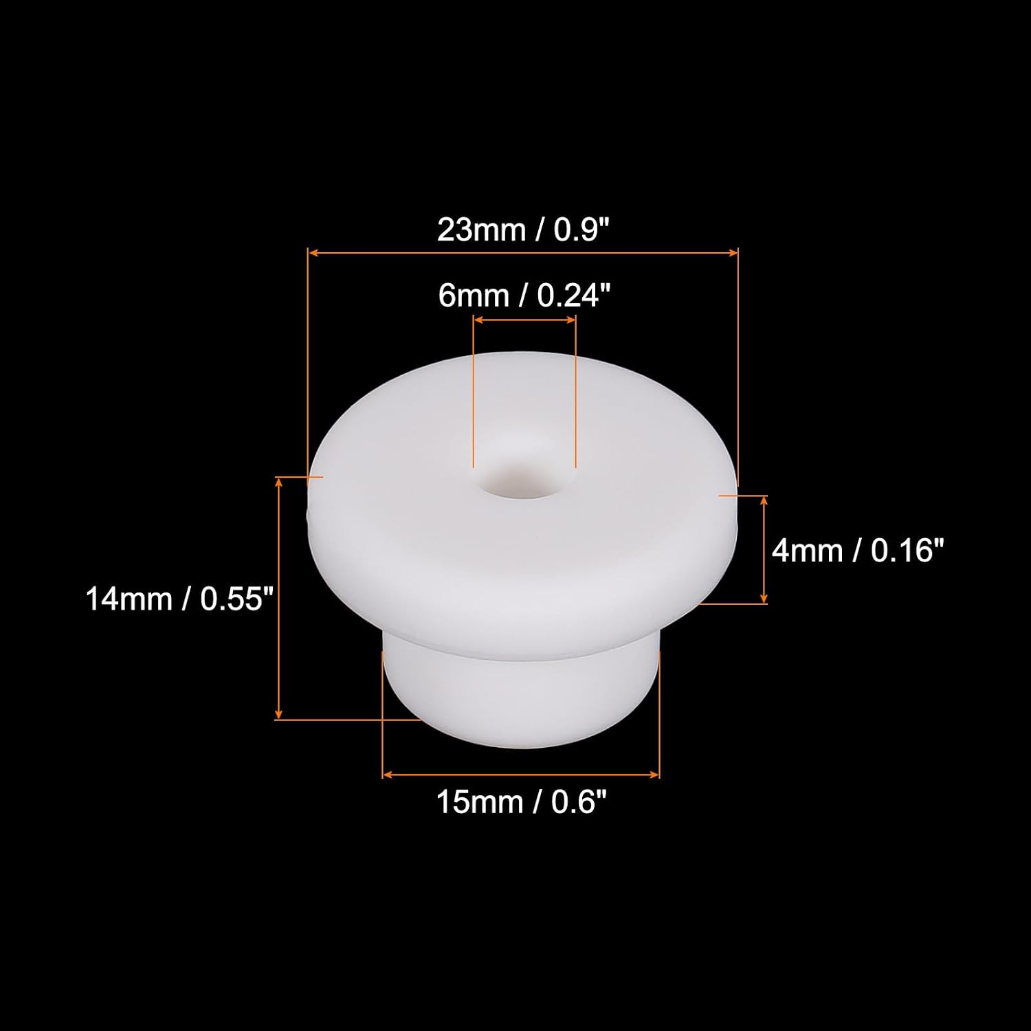 MECCANIXITY 6Pcs T Type Rubber Grommet Mount Dia 15mm ID 6mm H 14mm Seal Protection Flexible Hole Plugs for Cable Pipe White