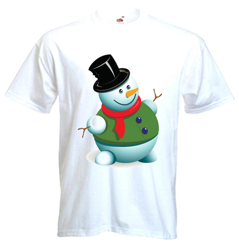 Tribal T-Shirts Snowman Mens Christmas T Shirt (XXXL) White