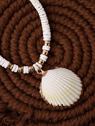 MINACHI Bohemian White Seashell Necklace, Summer Beach Shell Charm Necklace Gifts for Women2