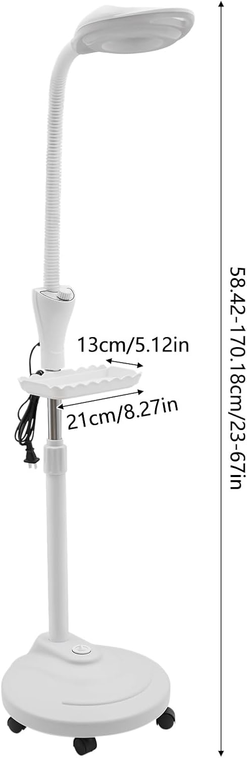 Magnifying Glass with Light 16X, LED Floor Lamp with Tray and Wheels Height Angle Brightness Adjustable Rolling LED Magnifying Lamp Dentists Esthetician Light for Beauty Salons (with Wheels)