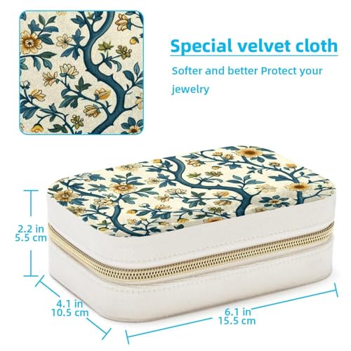Boîte à bijoux portable fleurs jaunes et rangement colliers bagues - 5