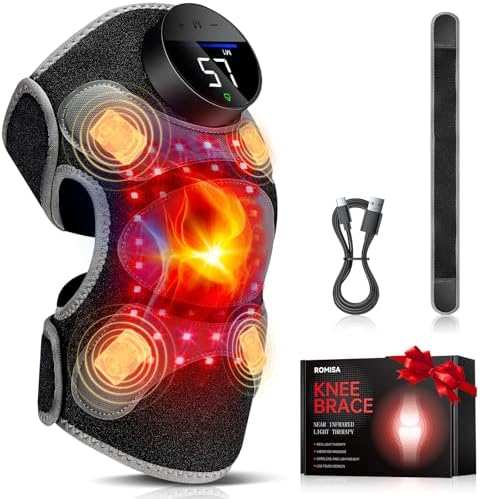 Upgraded PRO Red Light Therapy Knee Brace & 4 Vibration Massage -...