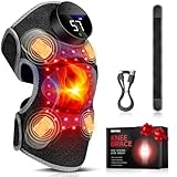 Upgraded PRO Red Light Therapy Knee Brace & 4 Vibration Massage - Rechargeable Controller, 660nm&850nm Red Light Therapy Heated Device for Knee/Elbow/Shoulder
