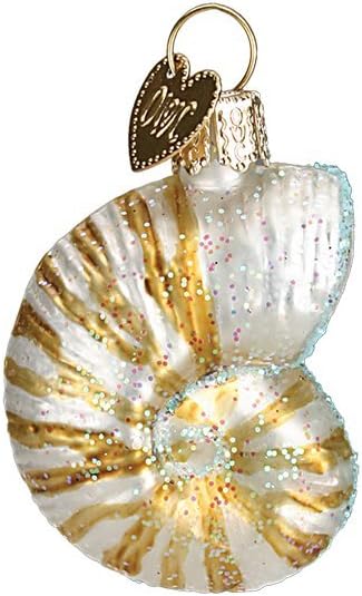 Old World Christmas Assorted Sea Shell Mini Glass Blown Ornament Set for Christmas Tree, Handcrafted Holiday Decoration, Seashell Collection