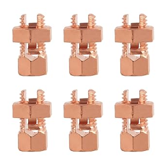 6PCS Split Bolt Connector Copper Grounding Clamps for Completing Ground Bonding to Bare Wires TJ-16