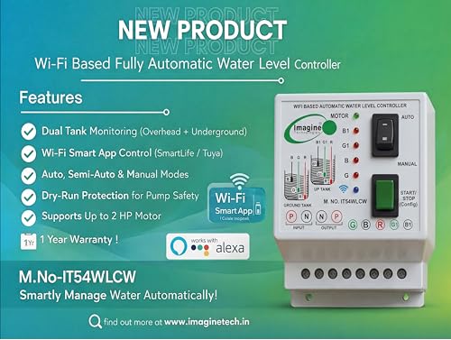 Image of Smart WiFi Based Fully Automatic Water Level Controller With Dry Run Protection | Smart Water Pump Controller | Supports Up to 2 HP Motor | App Control with Alexa & Google