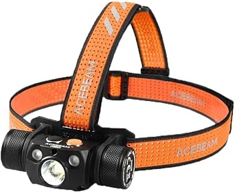 ACEBEAM H30 NICHIA H30 XHP70.2 Cool White 6500K Headlamp w/Two Auxiliary Red and Nichia 219C 5000K LED and Eco-Sensa USB-C Charging Cable Included