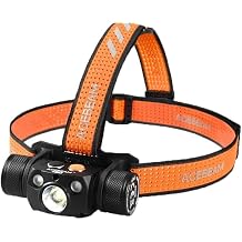 ACEBEAM H30 NICHIA H30 XHP70.2 Cool White 6500K Headlamp w/Two Auxiliary Red and Nichia 219C 5000K LED and Eco-Sensa USB-C Charging Cable Included