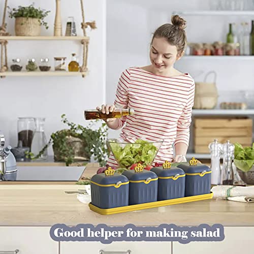 Pots à épices avec couvercle et cuillère bleu pour une table conviviale