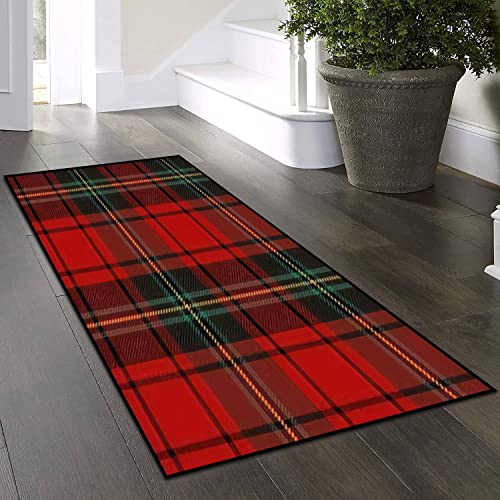Kshjsurimcnnl Area Runner Rug 2X6 Ft Black Green Red And White Tartan Plaid Seamless Flannel Shirt Tartan Non Skid Floor Mat For Living Room Kids Room Bedroom Kitchen Floor Hallways Carpet Throw Rugs #TOP4
