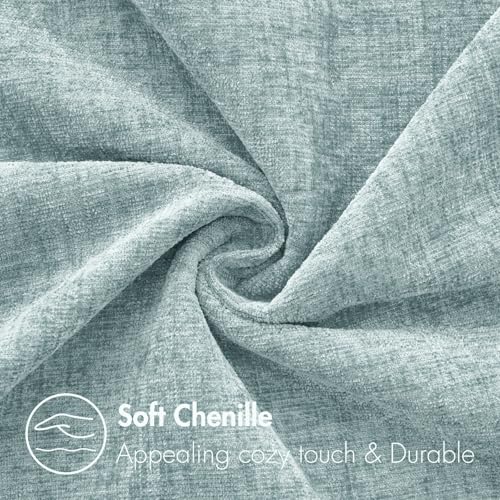 Image of MIULEE Pack of 2 Light Blue Throw Pillow Covers 18x18 Inch Soft Chenille Pillow Covers for Sofa Living Room Spring Home Decor Couch Solid Dyed Cases