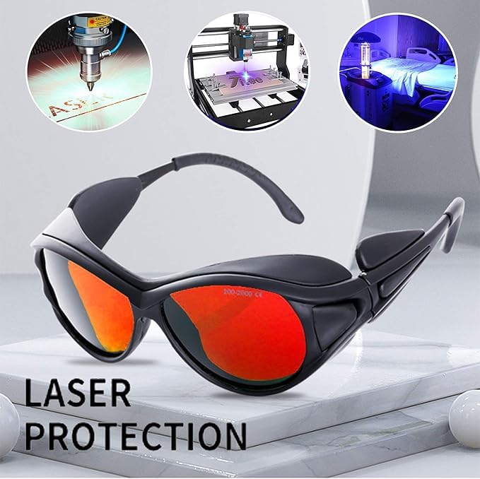 Gafas de seguridad láser profesionales de 180-540nm OD6+ para láser verde 532nm, UV/violeta y azul, ideales para grabado láser e iluminación láser, adecuadas para 405nm, 445nm, 450nm, 532nm, para