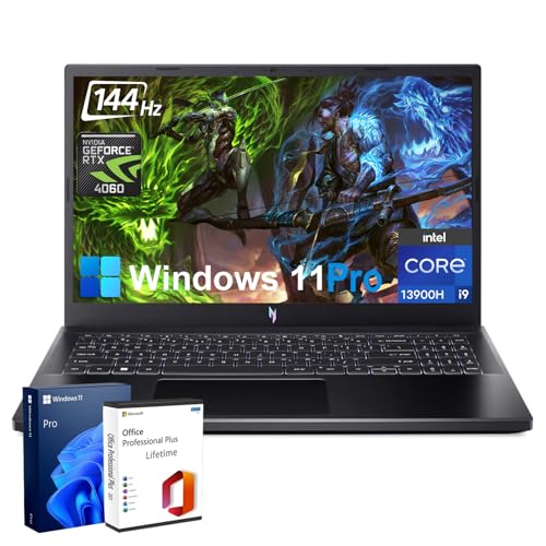 acer Gaming Laptop 15.6 Inch 144Hz FHD Display | Intel i9 13900H 14-Core Up to 5.4GHz, NVIDIA RTX 4060 8GB GDDR6, Backlit KB, WiFi 6, Win 11 Pro w/Office Lifetime License(64GB RAM | 2TB SSD)