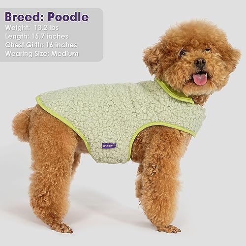 Image of cyeollo Sherpa Dog Coat Reversible Dog Jackets for Small Dogs, Green, S