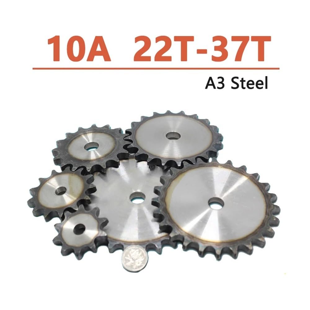 Piñón de cadena de rodillos, Piñón de cadena rodillos 10A 22-37 dientes Paso acero A3 plano transmisión por 15,875 mm | 26 Teeth