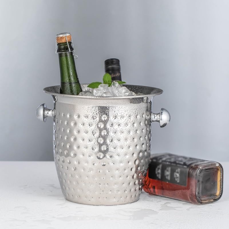 Secchiello per il ghiaccio in acciaio inox, grande bacinella per champagne, secchiello per il ghiaccio con doppio manico per vino rosso, secchiello per il ghiaccio per la casa, secchiello per cocktail