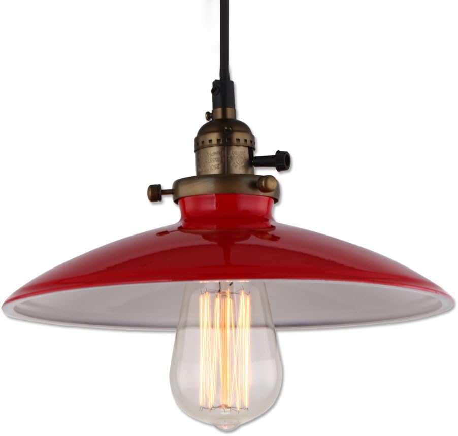 JEMMY HO Loft Pendant Lamp Dia 10 Inch E27 Mini Aluminum Iron Retro Industrial Edison Pendant Lights (Red)