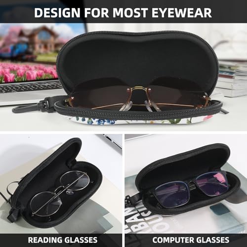 Image of Sunglasses Soft Case, Cute Ultra Light Portable Neoprene Zipper Eyeglass Glasses Case with Belt Clip for Men Women