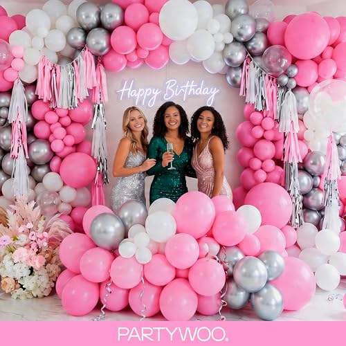 Image of PartyWoo Pink Balloons 100pcs Different Sizes of 36 18 12 10 5 Inch Matte Pink Balloon Arch Kit for Baby Shower Gender Reveal Princess Bachelorette Engagement Birthday Party Decorations Pink-Y11