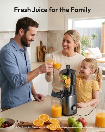 Image of Cold Press Juicer Machines, EUHOMY 5.8 inch Wide Feed Chute, Slow Masticating Juicer for Whole Vegetables and Fruits, 99.6% High Juice Yield, Easy to clean, Juicer Machines with BPA Free