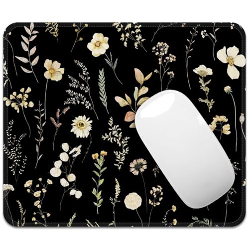 Image of FROGIGO Mouse Pad with Stitched Edges - Dark Floral Mousepad Set for Women, 9.25 x 7.75 inch Washable Desk Pad, Non-Slip Rubber Base, Office Home Laptop Accessories - Midnight Botanical-2 Pack