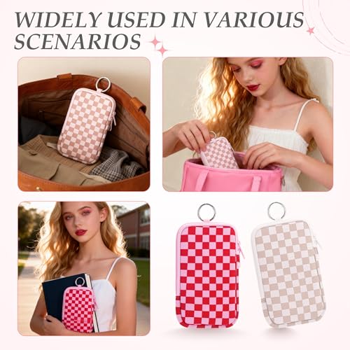 Image of KJQJLY 2 Pack Portable Tampon Organizer Bag Tampon Holder & Storage Case with Zipper for Travel, Discreet Period Bag for Purse, Waterproof Feminine Products Pouch for Women (Checkered)