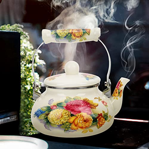 Théière décorative en céramique et émail au design rétro