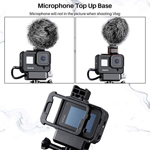 Image of HIFFIN Helmet Chin Strap Mount Housing Cage for Go pro 8, Ulazi G9-4 Cold Shoe Mount Compatible with Tripod Selfie Stick