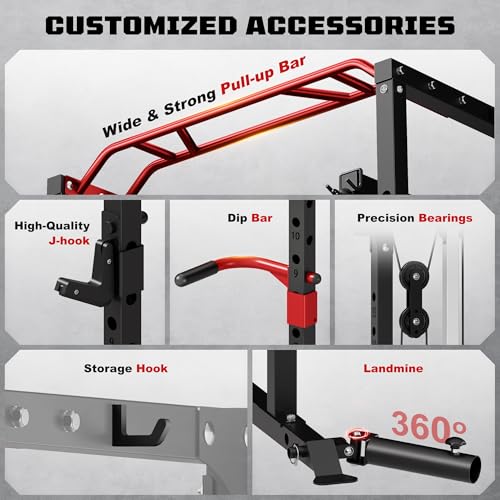 JELENS Power Cage, 2000LBS Multi-Function S11 Power Rack with LAT Pulldown, Squat Rack with Adjustable Pulley System and More Training Attachments, Weight Workout Machine for Home Gym - Image 4