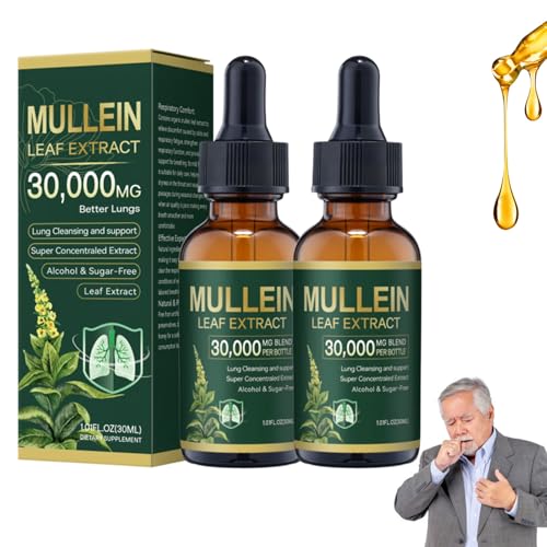 Mullein Tropfen Lungenfrei 2pcs Mullein Leaf Extract for Lungs Natürliche Königskerzenblatt Tropfen Königskerze Tropfens für Lungen Mulleins Leaf Liquid Drops Mulleins Tropfens Königskerze Extrakt