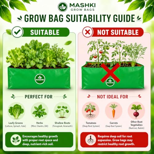 Image of MASHKI Rectangular HDPE 18 inchx12 inchx9 inch Inches Grow Bags for Home Gardening /Terrace and Balcony Gardening (18 inchx12 inchx9 inch, 4)
