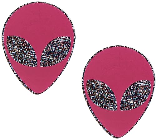 Dark Pink Alien Breast Pasties - Nipple Covers for Festival Rave Burlesque Costume Outfits (One Size, Dark Pink Alien)