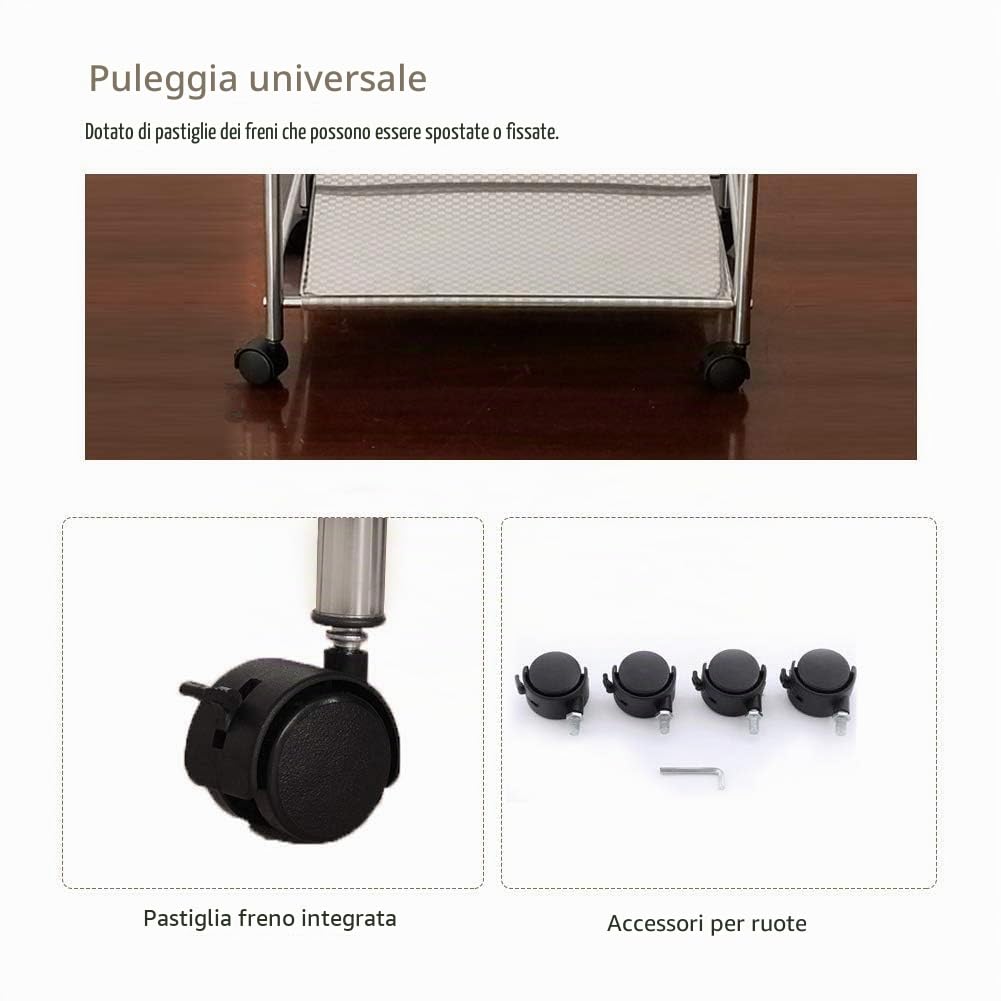 CLIPOP Carrello Portaoggetti a 3 Livelli in Acciaio Inox, Carrello per Isola da Cucina, Carrello Portaoggetti (35 * 60 * 75 cm)