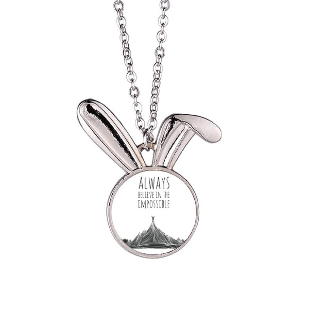 Collier pendentif lapin avec message d'espoir Believe Impossible bicolore