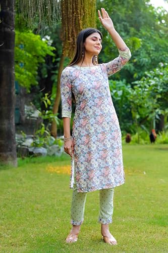 Image of Sugathari Women's Kurta Set for Women | Women Kurta | Women Kurta Sets Kurtis | Women Kurta Pant Set | Women Kurta Pant Set Women Kurti Set with Pant | Women Kurti Set with Pant Cotton (KP 96)