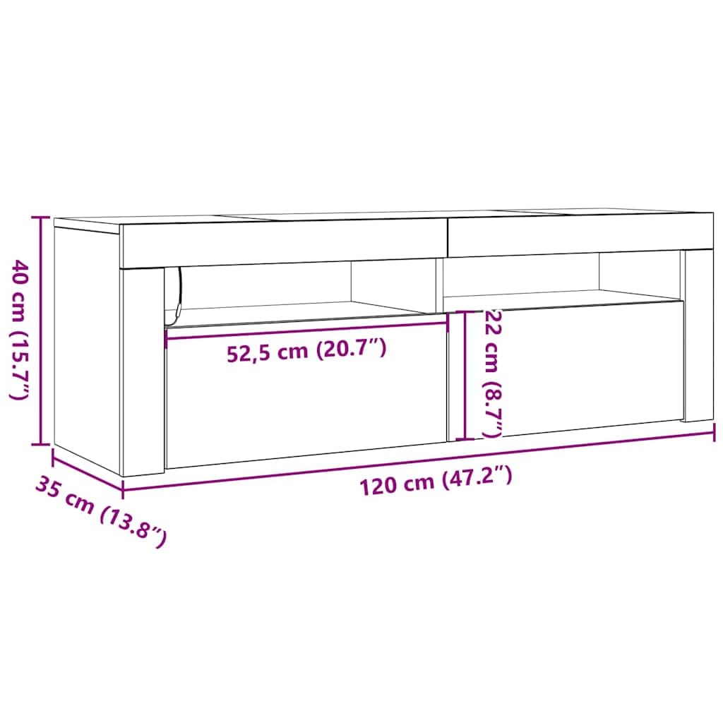 vidaXL Mobile Porta TV con Luci LED Rovere Sonoma 120x35x40 cm