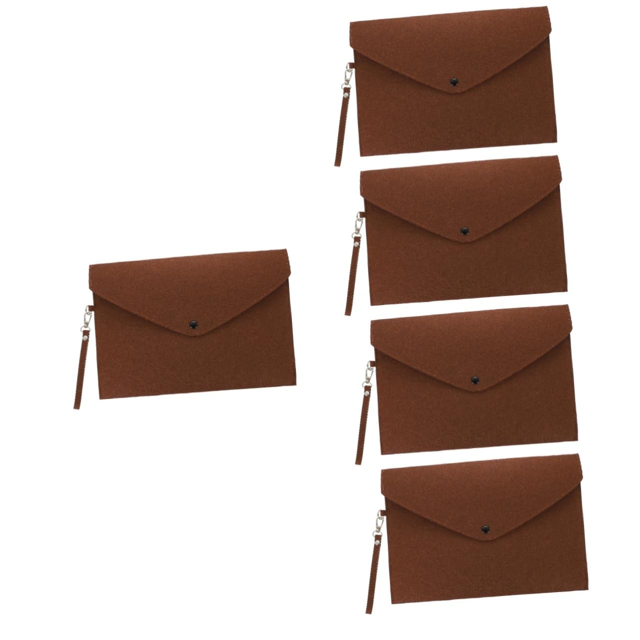 NUOBESTY 5stücke Felt File Bag Wasserdichter Aktenordner Mit Druckknopfverschluss Und Trageschnur Für Büro Schule Und Zuhause Praktische Dokumentenmappe Kaffee-farbe