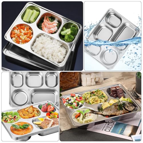 Assiettes compartimentées inox durables et faciles à laver - 4