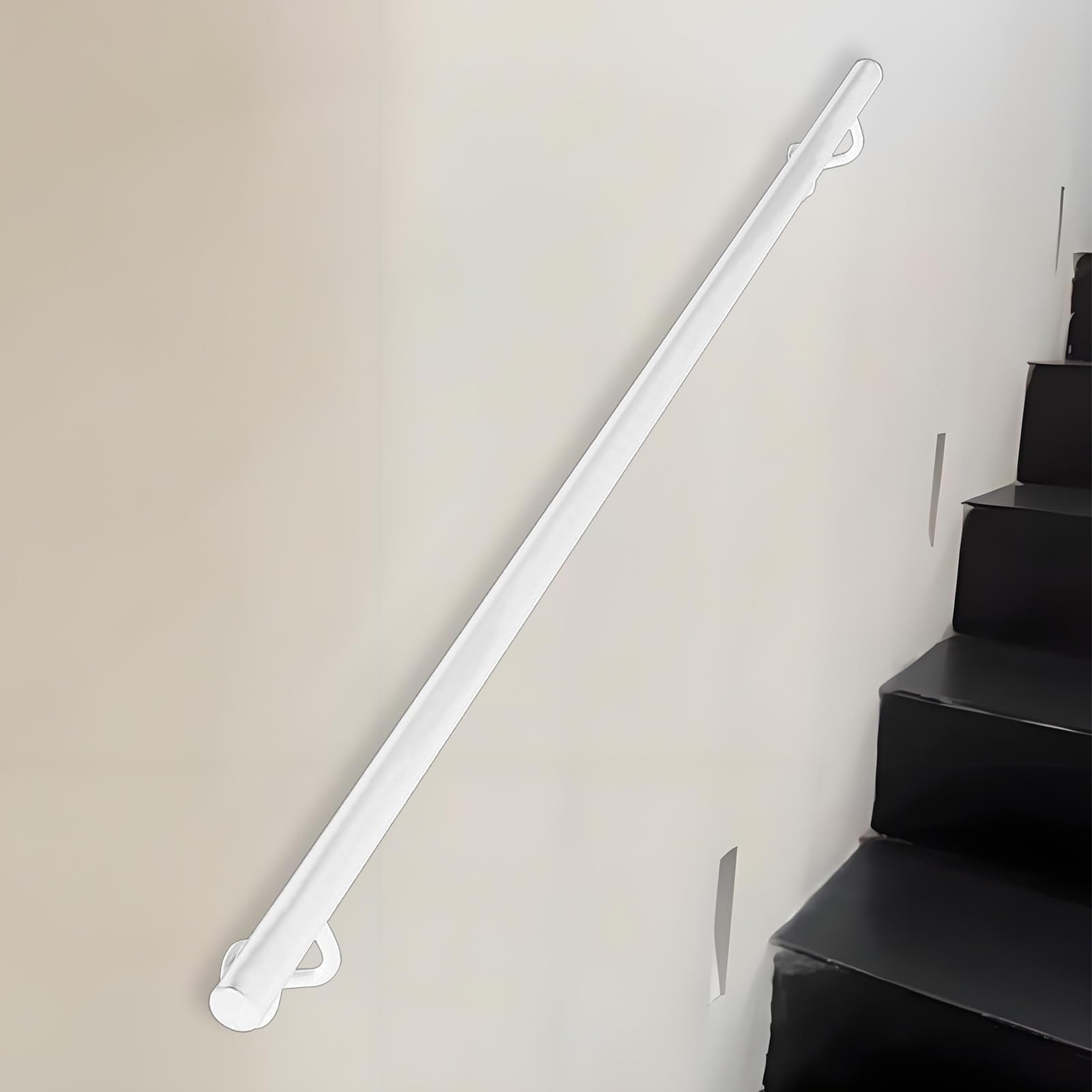 Pink Palm 1m 1.5m 2m 2.5m 3m Staircase Handrails, White Metal Stairs Banister Hand Rails, Wall Mounted Stair Railing Non-Slip Grab Rail for Outdoor Indoor Steps(12ft/360cm)