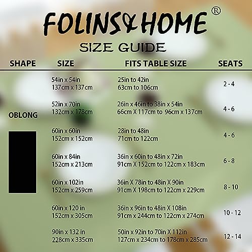 Image of FOLINS&HOME Sage Green Rectangle Waterproof Tablecloth, 60 x 102 Inch